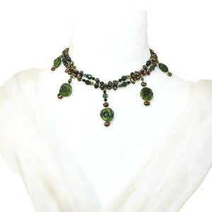 BC Jade 🇨🇦 Choker Carved Roses Pearls Toggle 14"